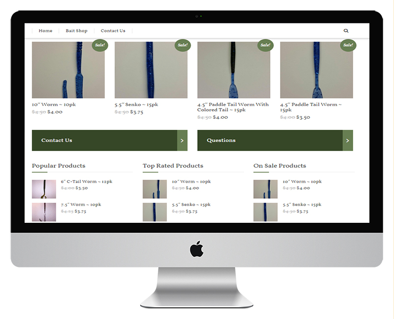 Bait Shop Ecommerce Web Design product Page