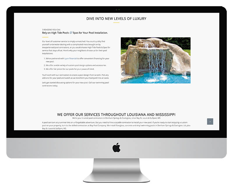 Web Design for Pool Supply Comapany 4